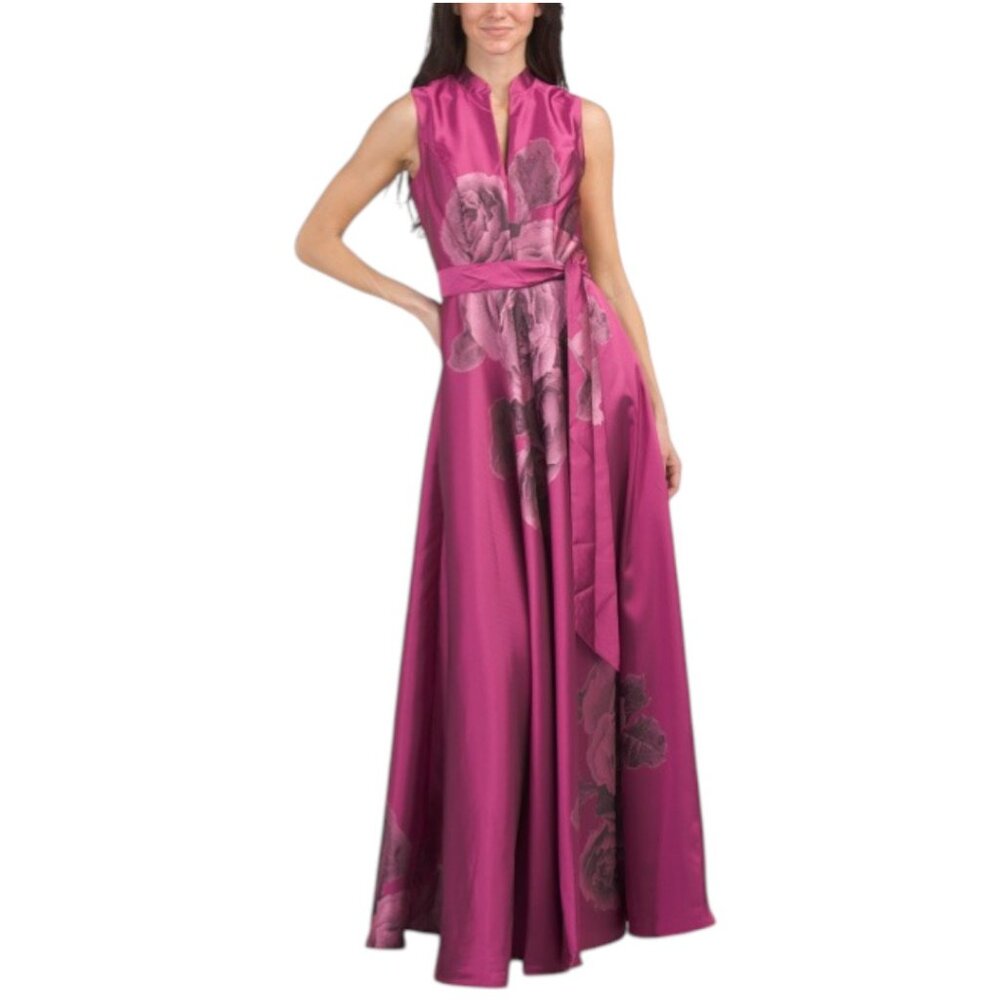 RENE BY RENE RUIZ Sleeveless Floral Mikado Gown